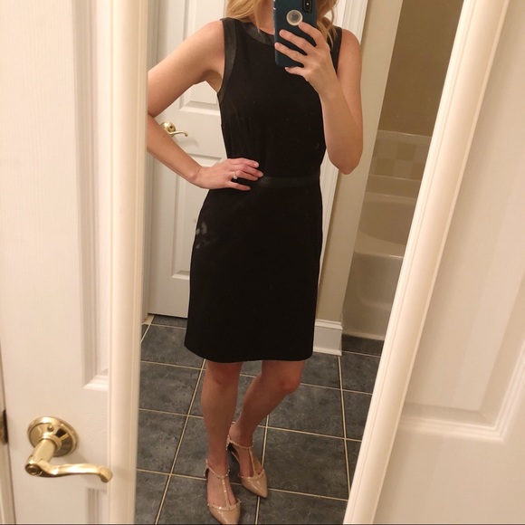LOFT Dresses & Skirts - LOFT | (Faux) Leather Lined Black Ponte Dress LBD